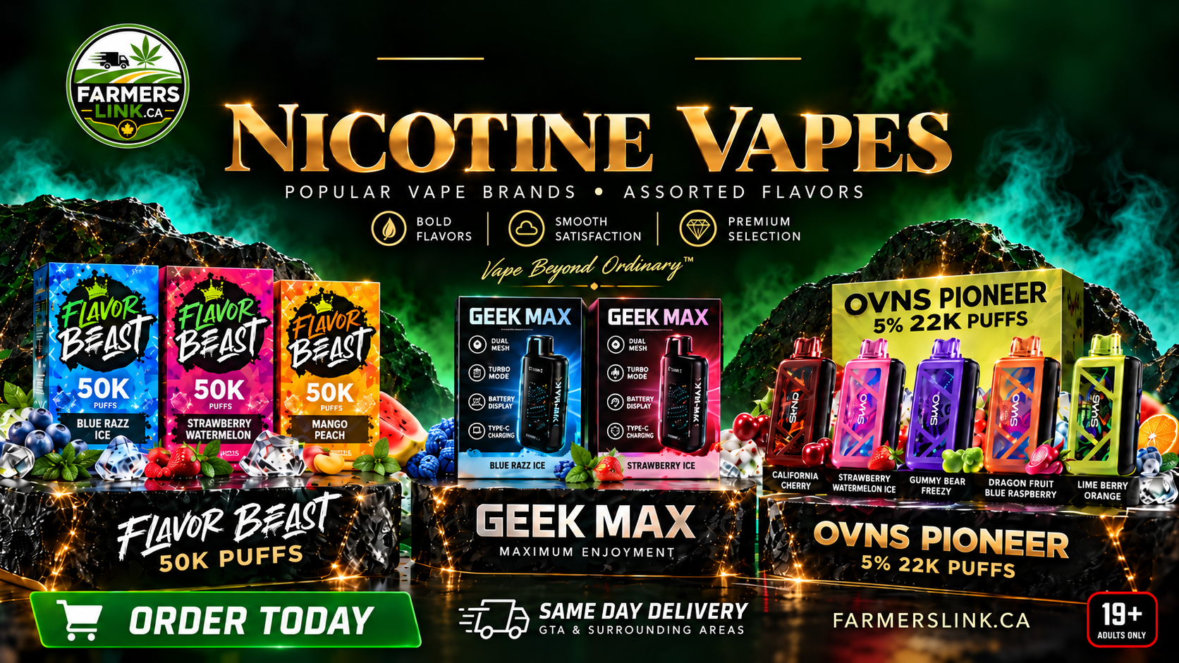 Nicotine vape delivery Toronto - Farmers Link